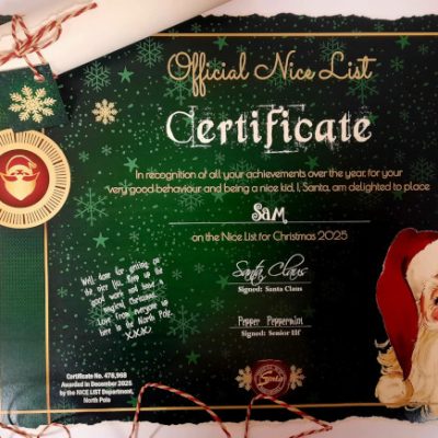 Official Christmas Nice List Certificate Scroll - A3