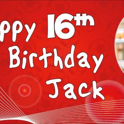 Personalised Party Banner (Red Football Birthday)